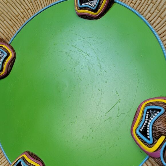 Tiki Serving Platter & Chip Bowl Set‎ Easter Unlimited 2 Pc Green Melamine Party - Picture 7 of 12